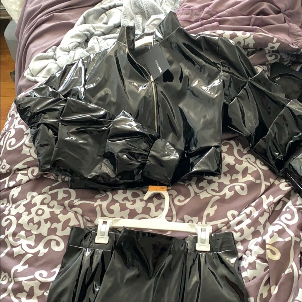 Black Leather Two Piece Set